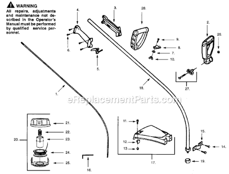 Page B Diagram and Parts List for LT7500  Weed Eater Trimmer